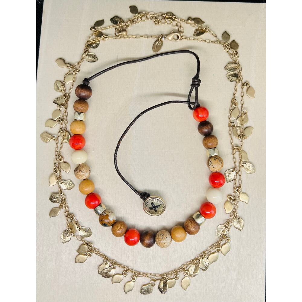 fossil necklace, lia Sophia necklace, vintage jewelry, jewelry set